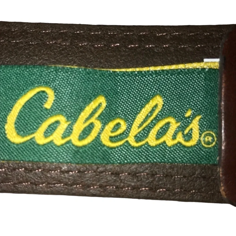 Cabela's Men's Leather & Cotton Camouflage Belt Size 40 Brown